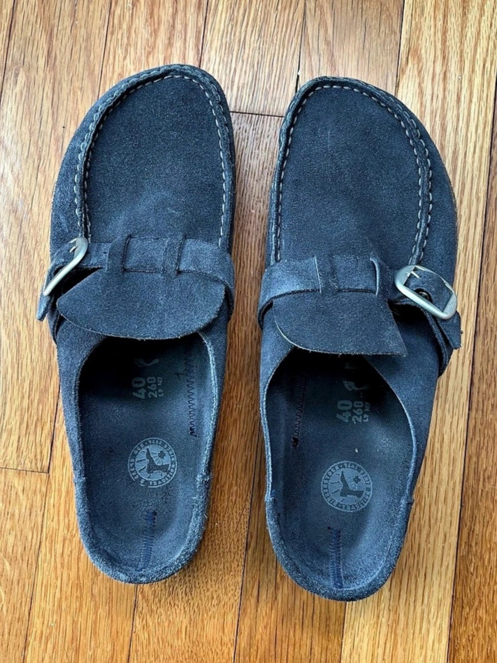 Birkenstock Suede Clog Buckley - Navy suede size 40